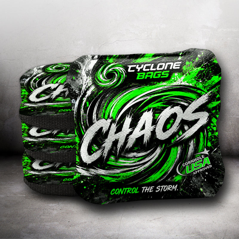 Cyclone Lime Green Chaos Pro Series Cornhole Bags Cornhole USA approved