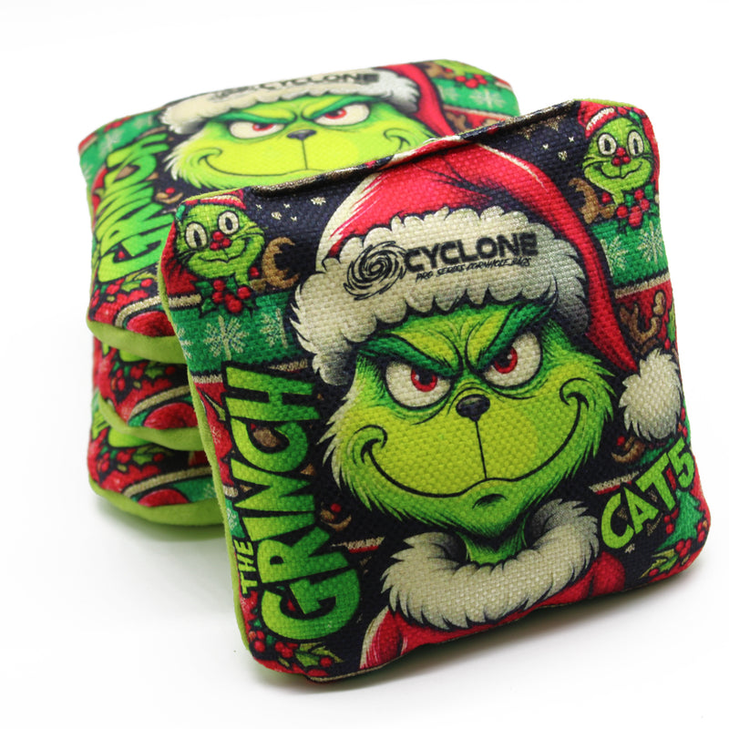 Cyclone  CAT 5 Pro Series Cornhole Bags Christmas Grinch limited Edition 2024