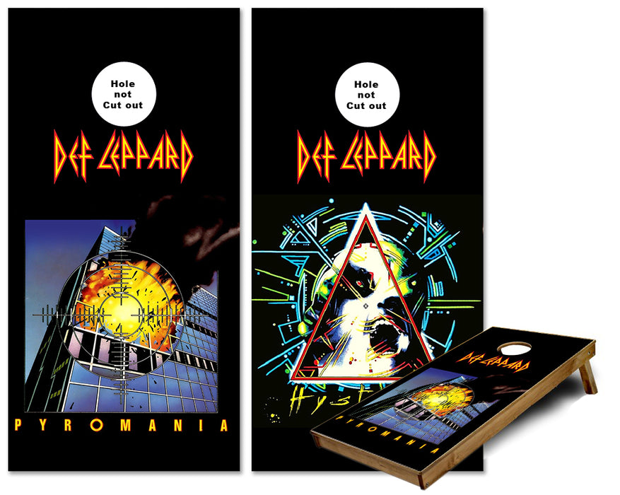 Def Leppard Hysteria and Pyromania cornhole wraps