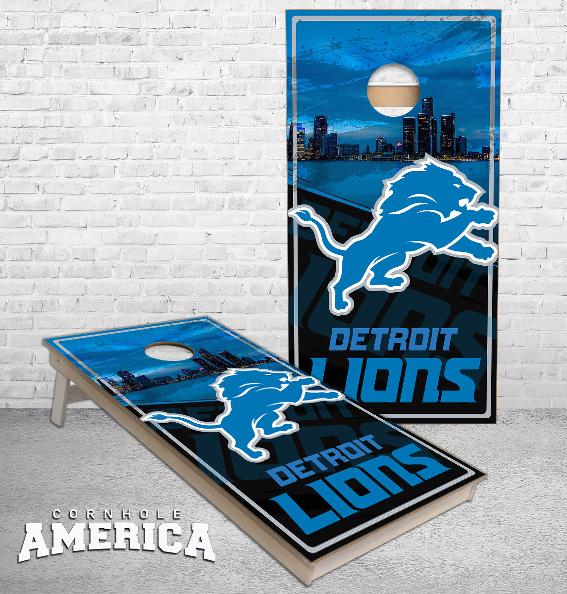 Premium Detroit Football Team Cornhole Boards main image 0