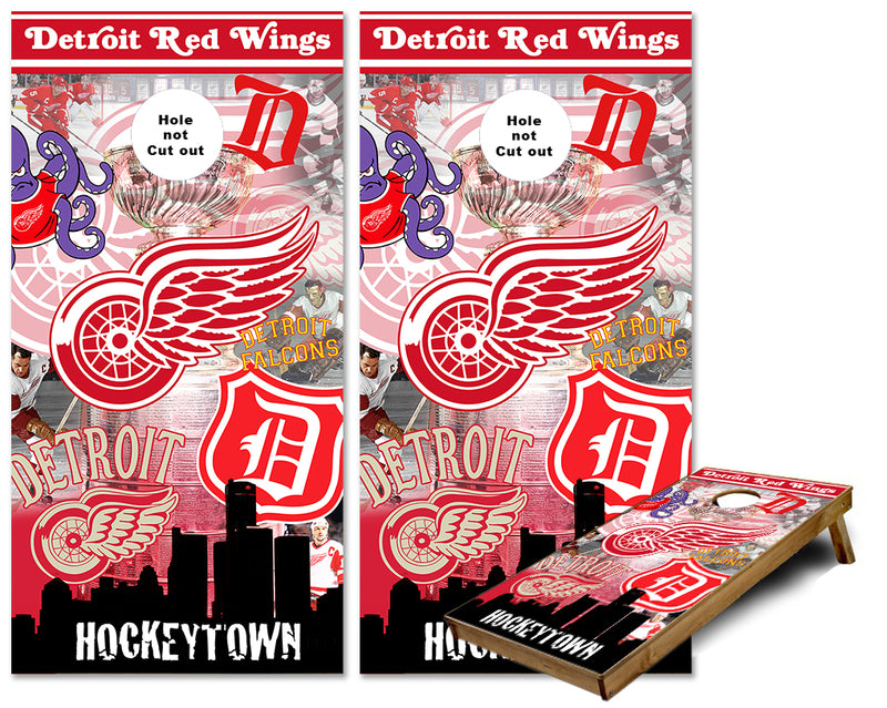 Detroit Redwings Classic historical cornhole wraps