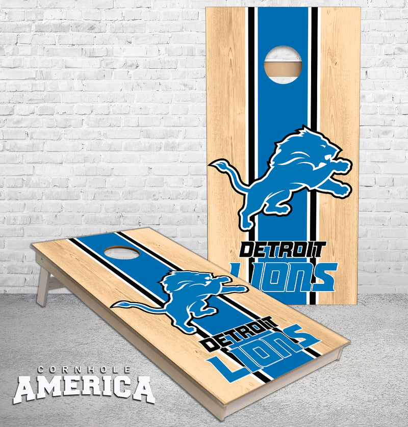 Detroit Football Striped cornhole boards