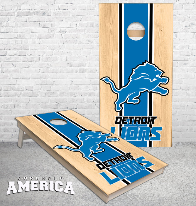 Detroit Football Striped cornhole boards