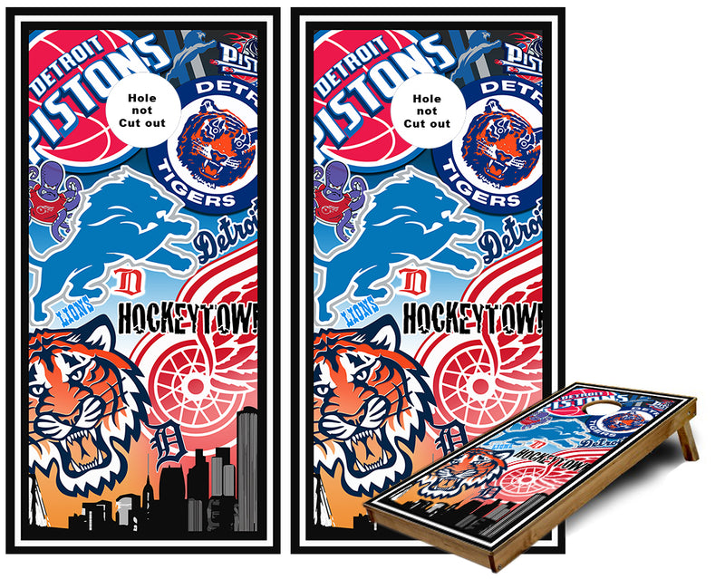 Detroit Sports Teams cornhole wraps