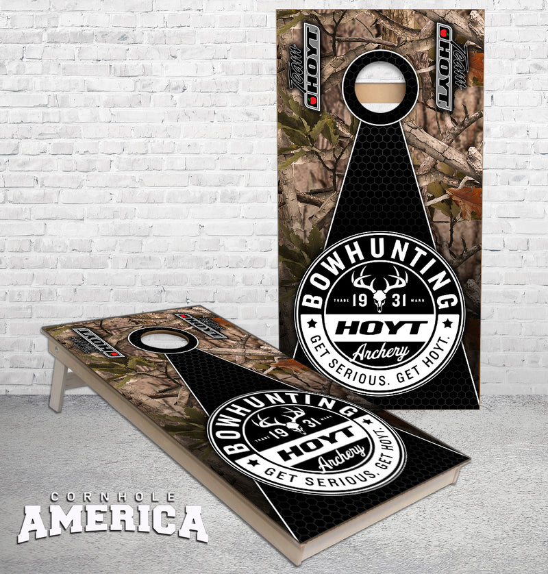 Bow Hunting Triangle Theme cornhole boards