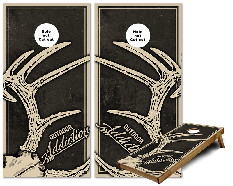 Outdoor Addiction Buck Antlers cornhole wraps