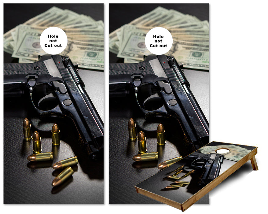 Handgun Ammo and Cash Cornhole Wraps
