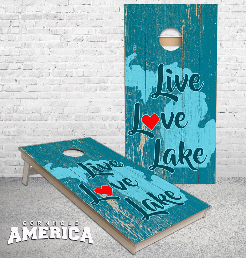 Live Love Lake Michigan Cornhole boards