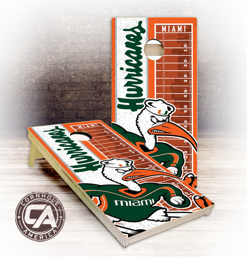 Miami Football Pro Series cornhole boards