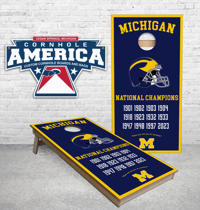 Michigan National Football Championship Banner cornhole boards