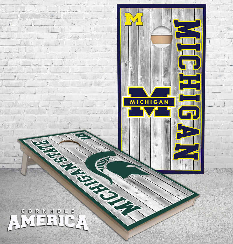 Michigan and MSU Large Horizontal Text Cornhole Boards