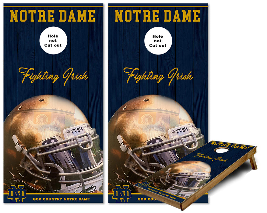 Notre Dame Fighting Irish Gold Helmet Cornhole Wraps