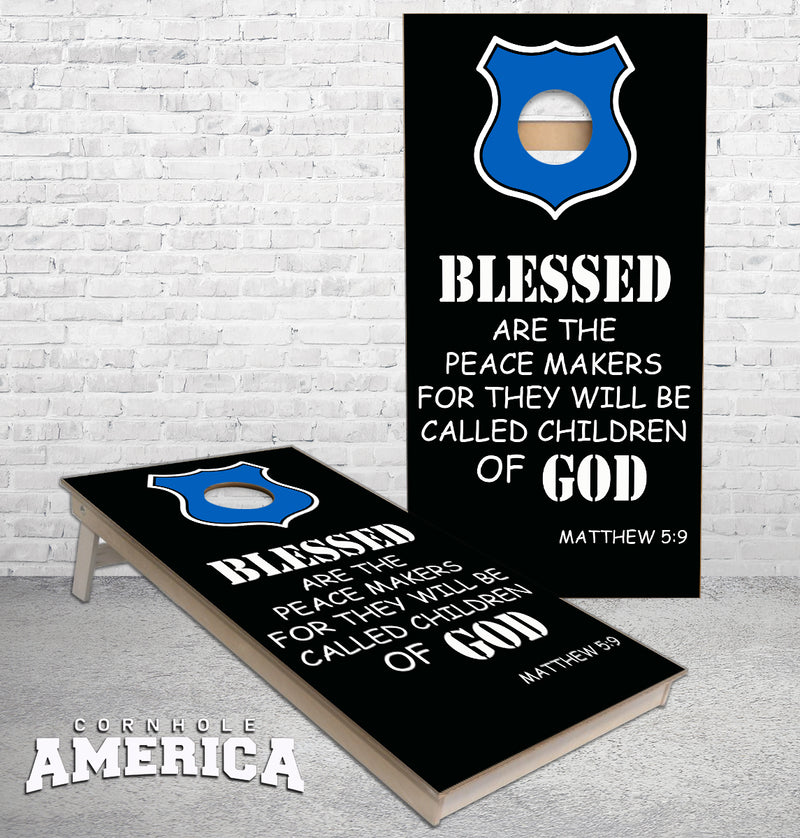 Matthew 5:9 verse Blessed are the Peace makers cornhole boards