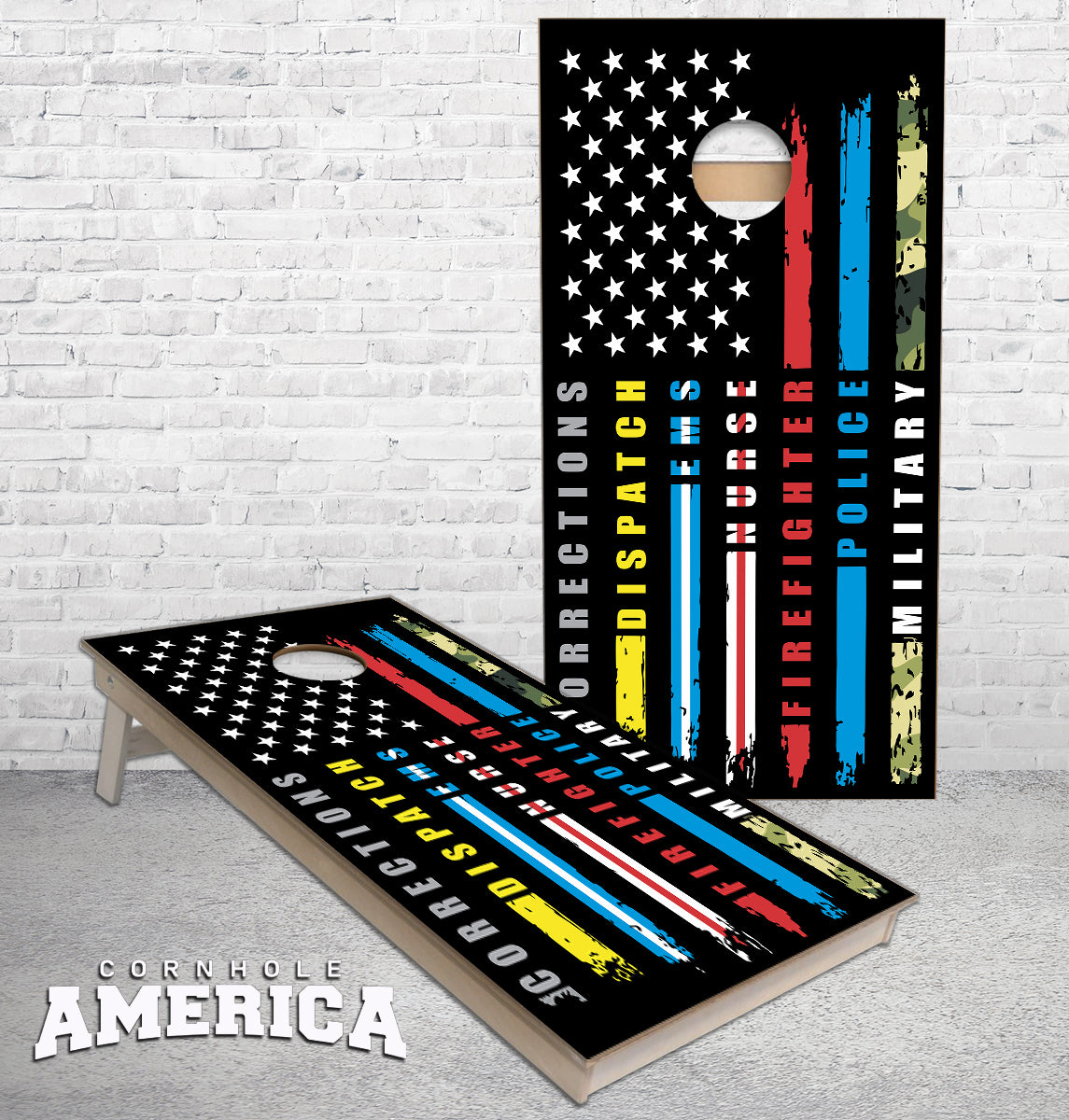 No one fights alone Service heroes cornhole boards — Cornhole America