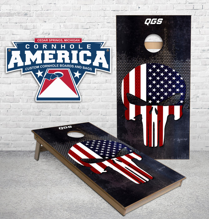 QGS Punisher American Flag Custom Cornhole Boards