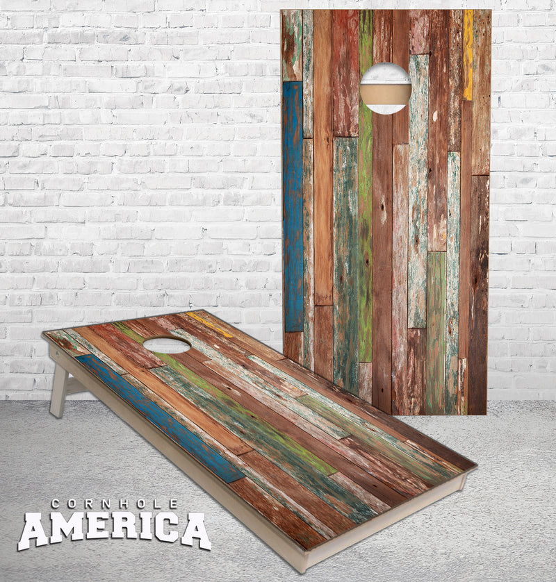 Abstract Colored wooden Plank cornhole boards