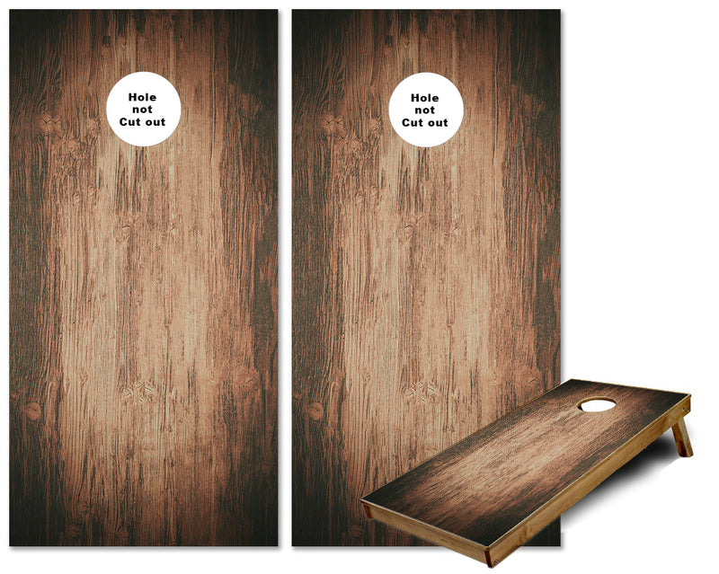 Medium Brown wood with Dark boarder cornhole wraps