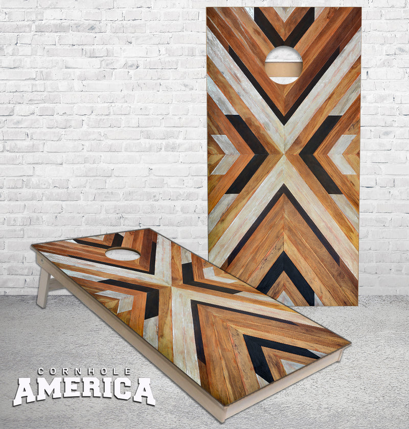 Parquet natural Wood design Cornhole Boards
