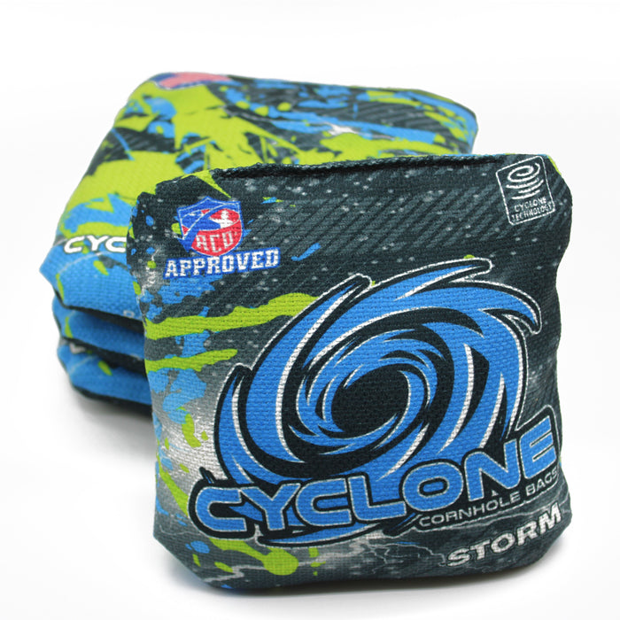 Cyclone STORM Blue Yellow Pro series cornhole bags (set of 4)