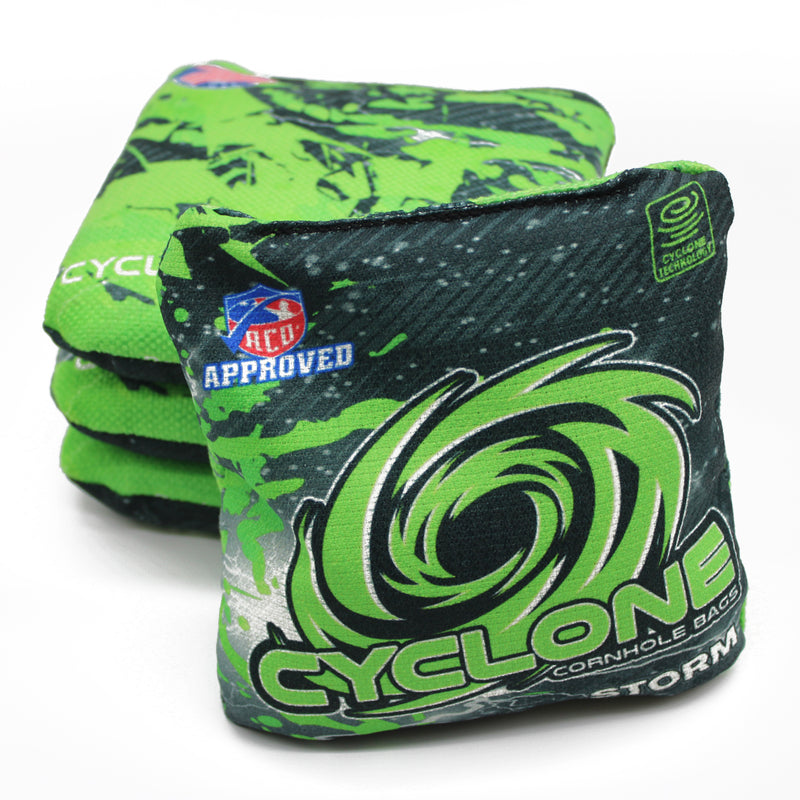 Cyclone STORM Lime Pro series cornhole bags (set of 4)