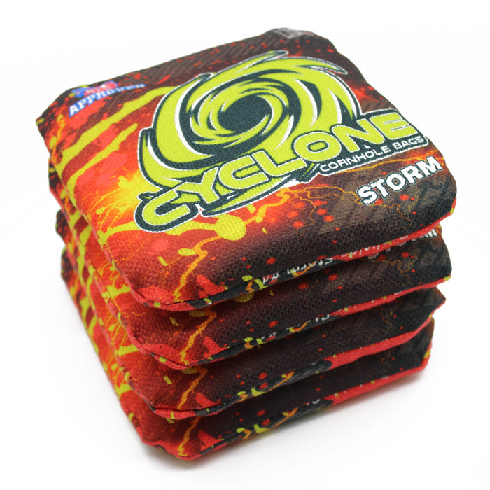 Cyclone STORM Fire Red Yellow Pro series cornhole bags (set of 4)