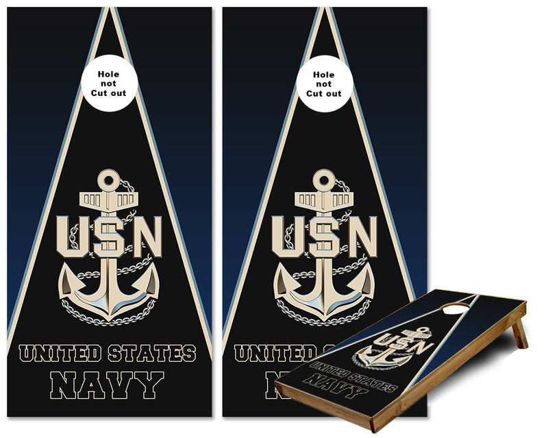 United States Navy USN Anchor Triangle Theme cornhole wraps