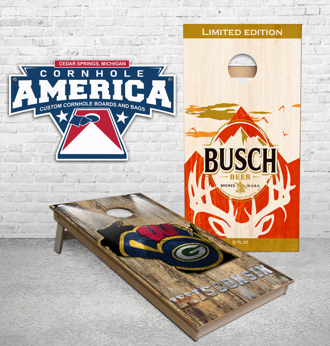 Wisconsin Sports and Busch Deer custom set of Cornhole Boards