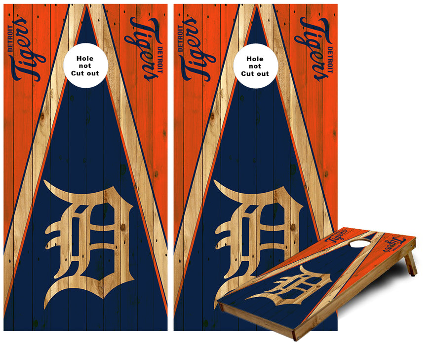 Detroit tigers rustic Triangle theme Cornhole wraps