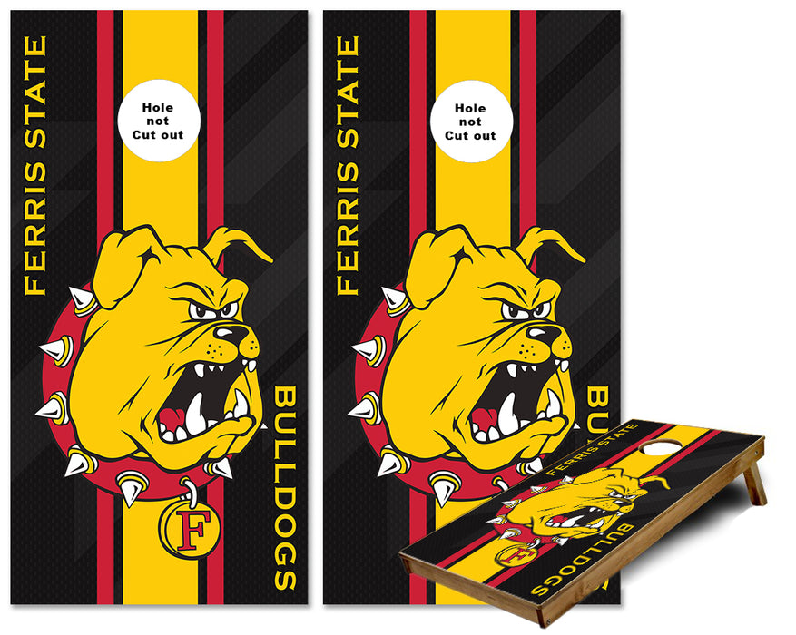 Ferris State Bulldogs black background cornhole wraps