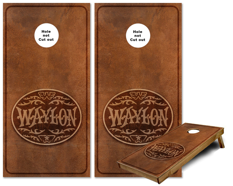 Waylon Leather style cornhole wraps