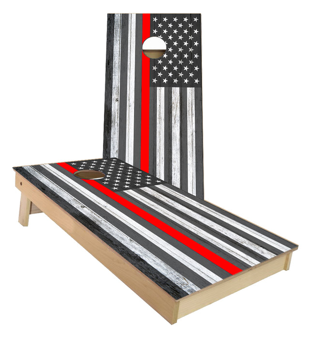 Support your Fire Fighters Thin Red Line US FLAG Cornhole Boards