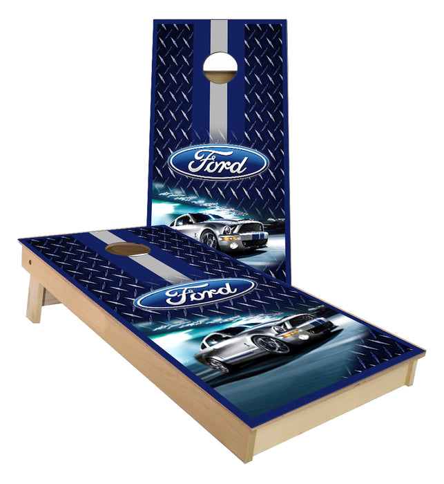 Ford Mustang racing stripes cornhole boards