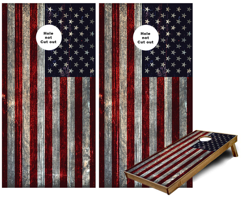 American Flag Weathered look Cornhole Wraps
