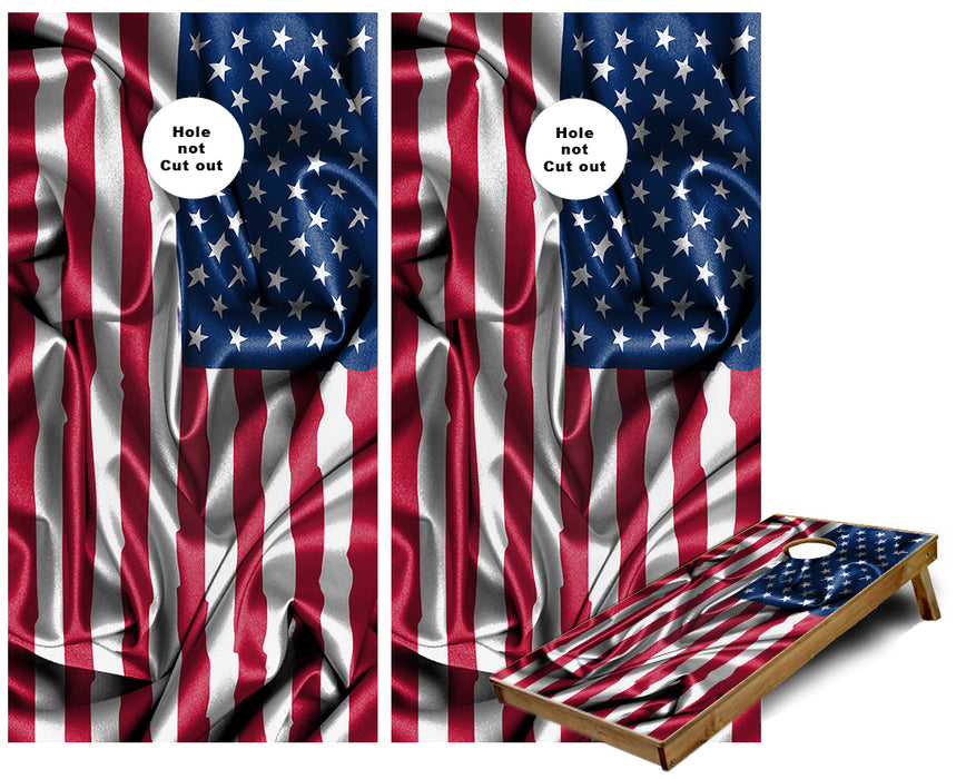 USA Flag of the United States of America Cornhole Boards waving Cornhole Wraps