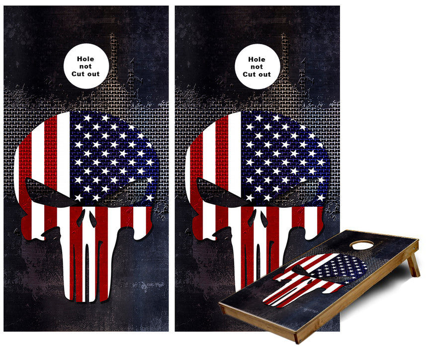 Punisher American Flag Metal Cornhole Wraps