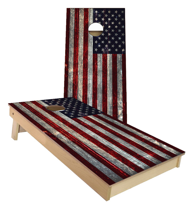 Weathered United States Flag Cornhole Boards