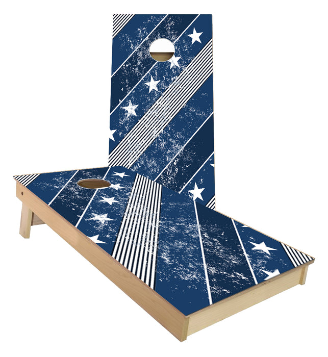 Stars and Stripes blue and White Cornhole Boards