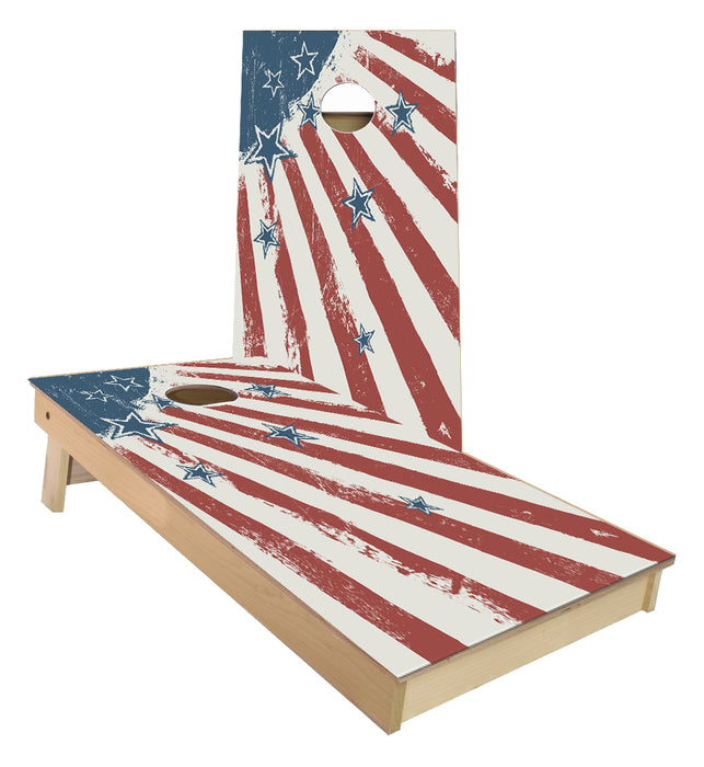 Grunge Stars and Stripes Red White and Blue Cornhole Boards