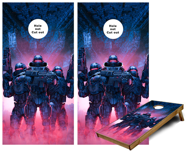 Alien Armed Soldiers Cornhole Wraps