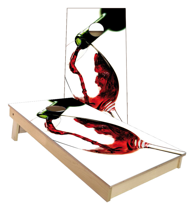 Red Wine Pouring in Glass Cornhole Boards