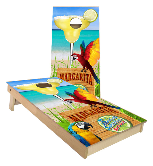 Margarita on the Beach Parrot cornhole boards
