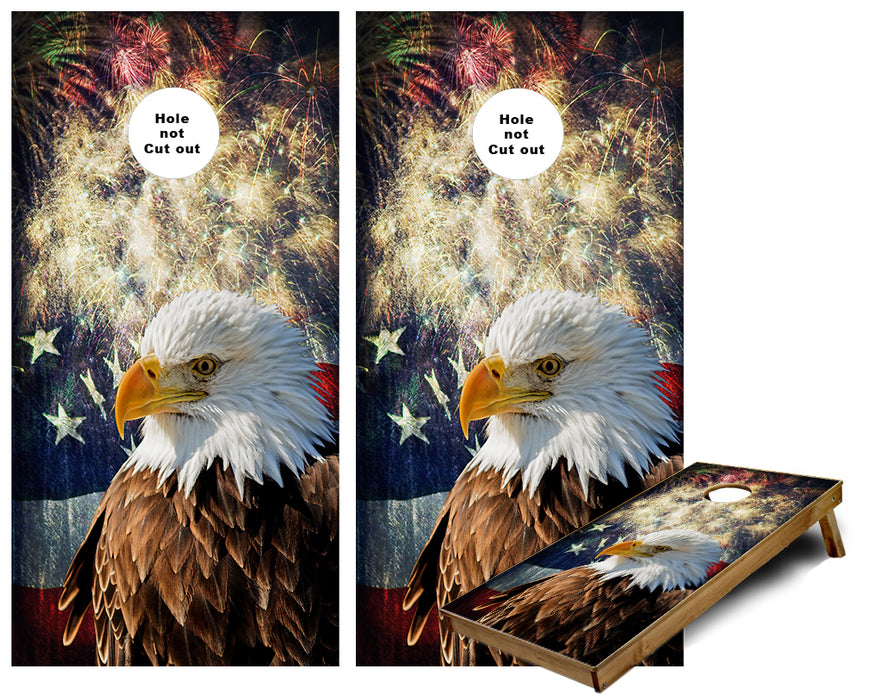 American Bald Eagle Fireworks USA Flag Cornhole Wraps