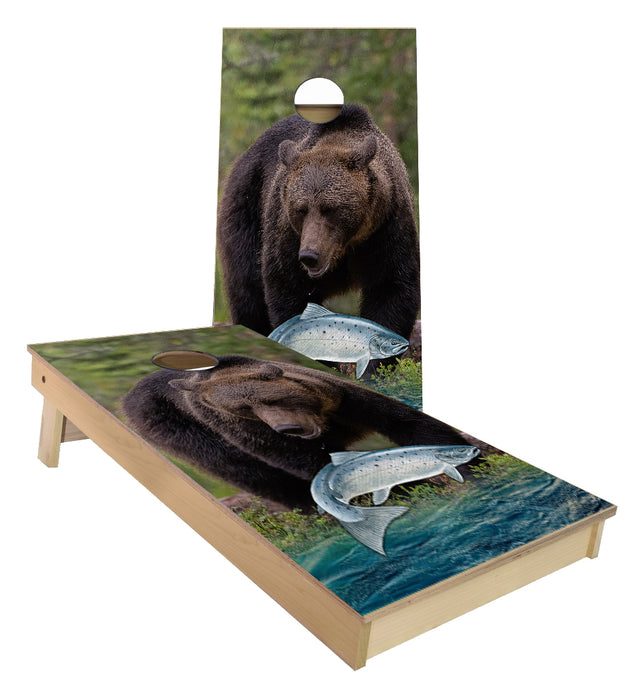 Bear and Salmon Cornhole Boards
