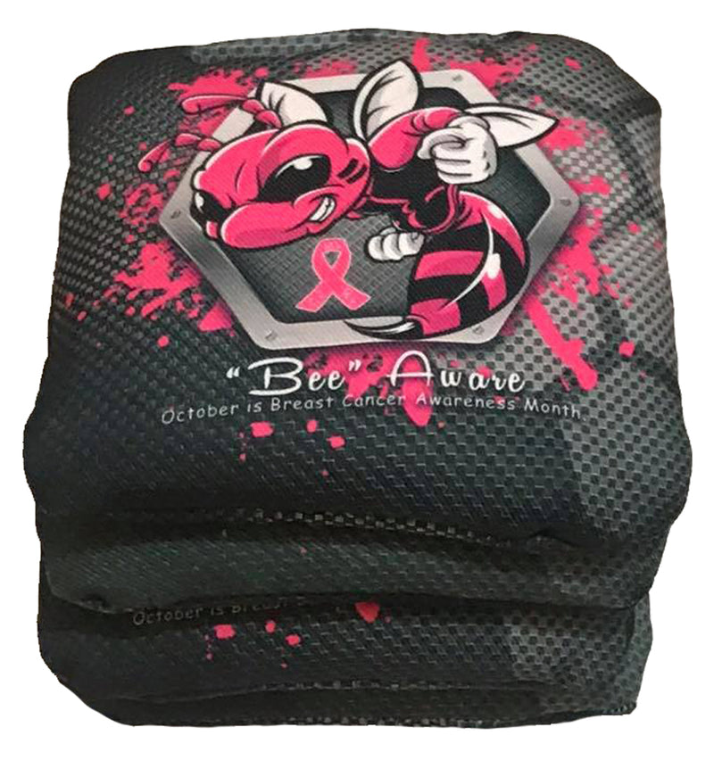 Killer Bees Bee Aware Breast Cancer Awareness cornhole bags