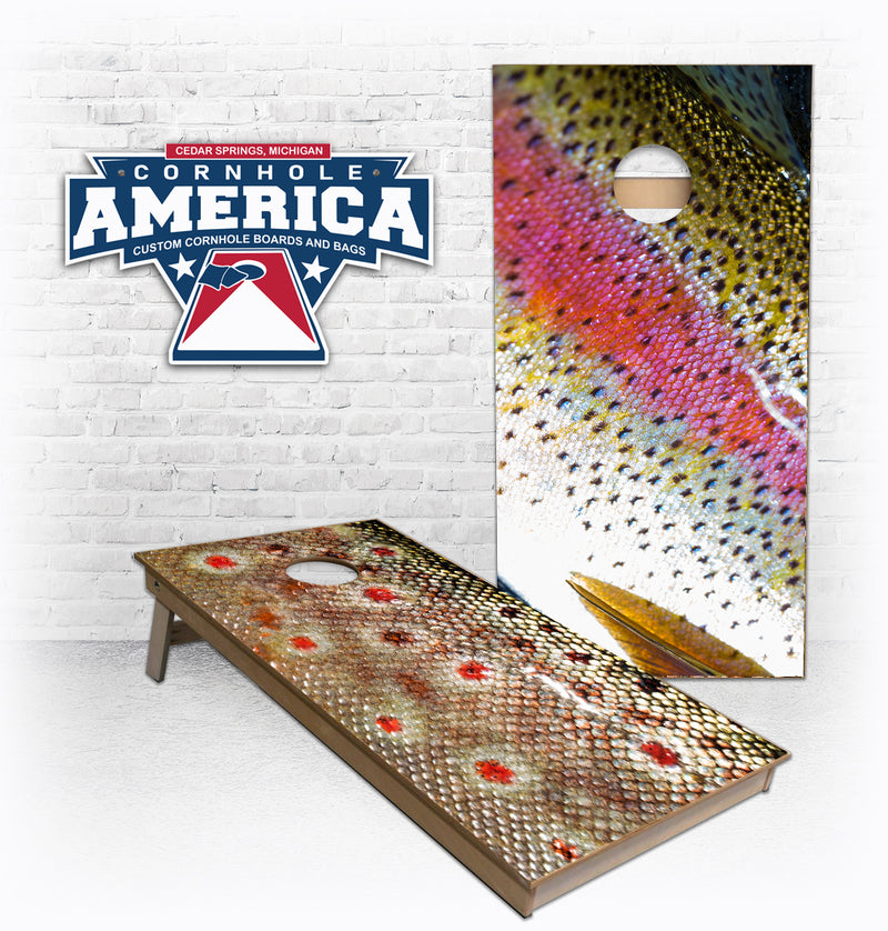 Brown Trout and Steelhead skin Cornhole Boards