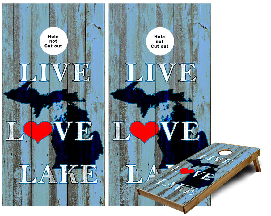 Michigan Live Love Lake Wood Plank Cornhole Wraps