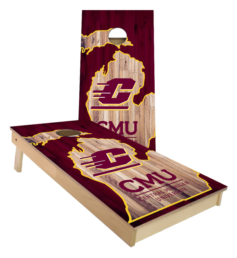 Central Michigan University  in state outline Cornhole Boards