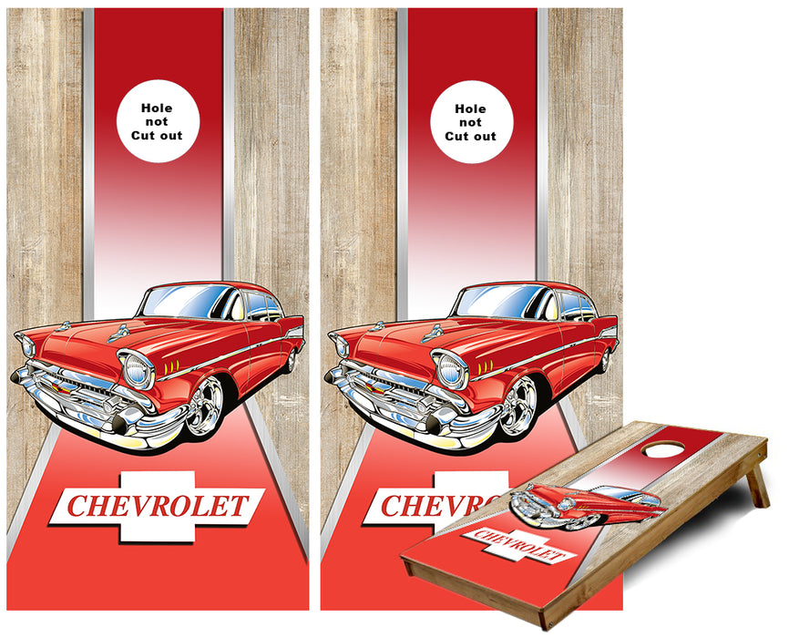 57 Chevy Classic Car Cornhole Wraps