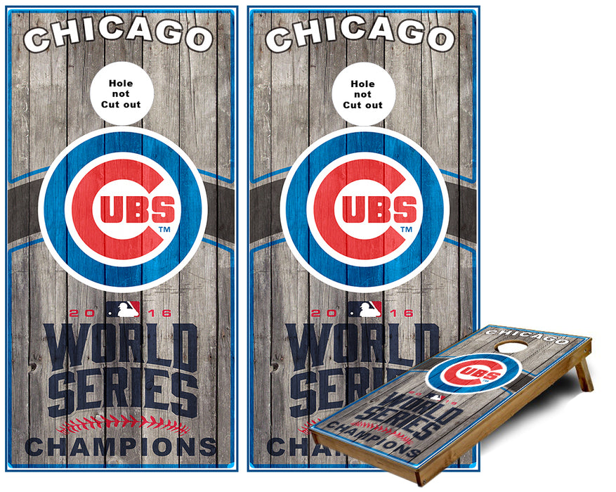 Chicago Cubs World Series Champions Cornhole Wraps
