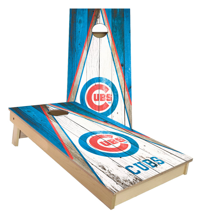Chicago Cubs Triangle Rustic  cornhole boards